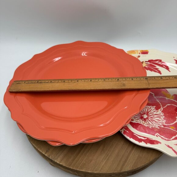 Set Of Red Orange Floral Plates dish and Orange plates Target Home 2 small 3 lar - Picture 5 of 7